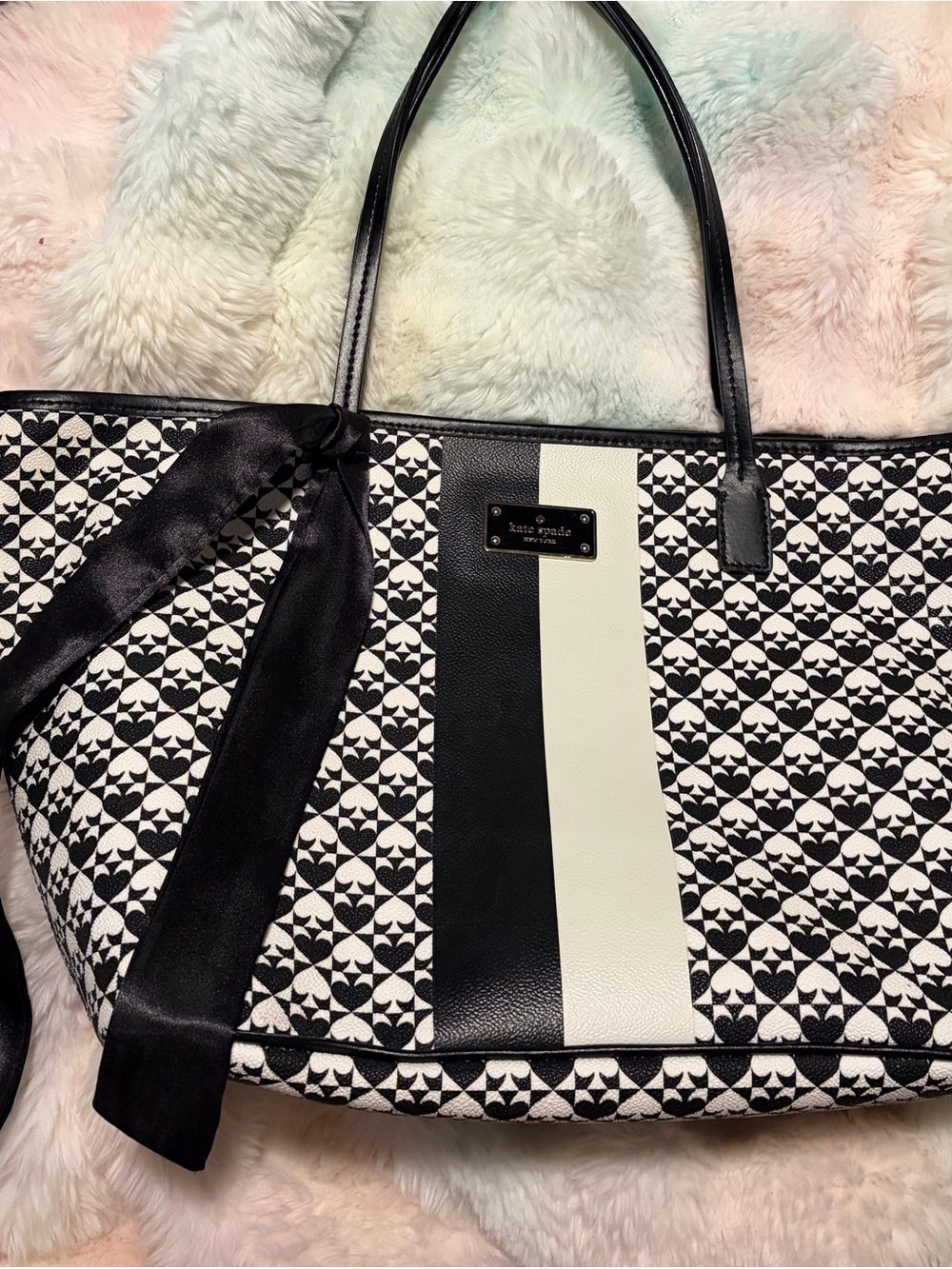 kate spade Black & White Geometric Stripe Tote